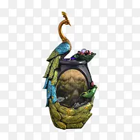 中式孔雀流水喷泉摆件