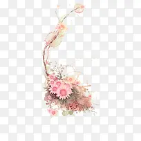 粉色花藤花纹