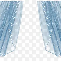 装饰蓝色透明窗帘