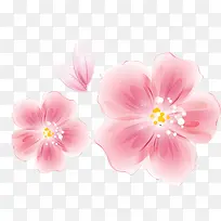 手绘水墨粉色花朵图案