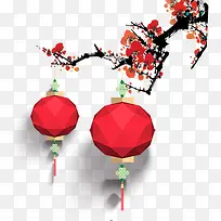 红色梅花春节灯笼
