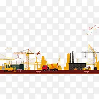 建筑工地矢量插画免抠