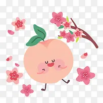 矢量卡通手绘趣味桃子