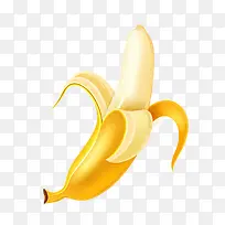 拨皮的香蕉水果矢量图