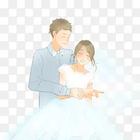 手绘漫画风新郎新娘