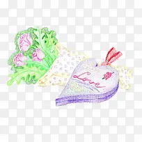 卡通手绘鲜花和礼物