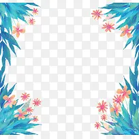 蓝色花丛装饰边框