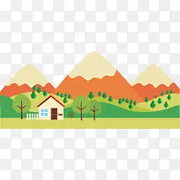 矢量图远处美丽的小山丘