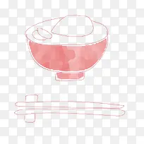 卡通手绘粉色的碗筷