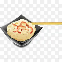 素描碗筷饭碗矢量图