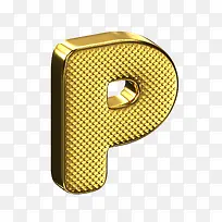 金色立体艺术字母P
