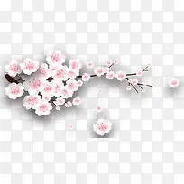 手绘粉红色梅花树枝