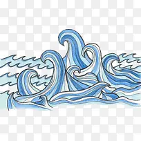 世界海洋日手绘蓝色海浪