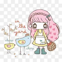 卡通简笔画小女孩英文字母装饰