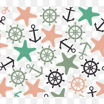 矢量星星和船锚和船舵