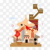 扁平化北京天坛文化装饰背景