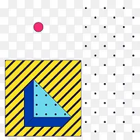 黄色蓝色几何图案波普孟菲斯风格