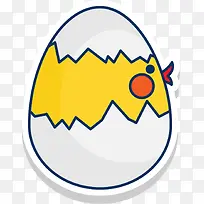 复活节黄色可爱蛋壳小鸡