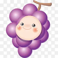 卡通创意水果可爱娃娃脸紫色葡萄