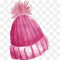 粉红色冬天毛线帽