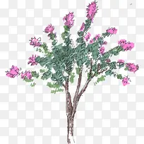 创意合成水彩紫色的树木造型