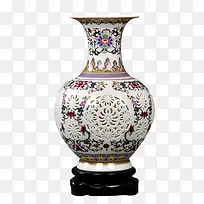 景德镇双层青花粉彩镂陶瓷花瓶
