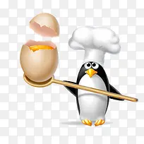 拿着鸡蛋的卡通企鹅