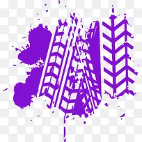 紫色矢量轮胎印记图