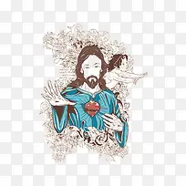 耶稣形象涂鸦风格人物形象素材合
