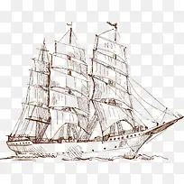 线描帆船高清免扣素材