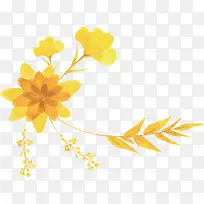 手绘黄色花束标题框