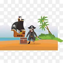 矢量手绘卡通海盗
