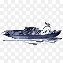 一条江中的水墨船