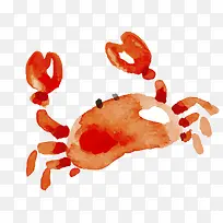 矢量手绘水彩逼真螃蟹