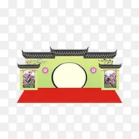 灰色飞檐建筑图案