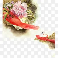 中国古风水彩插画素材