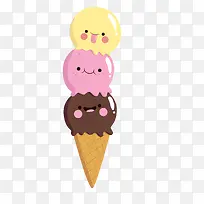 卡通表情冰淇淋设计矢量