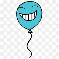 黑色线条边框蓝色笑脸气球图案