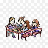 卡通闺蜜聚会狂欢素材