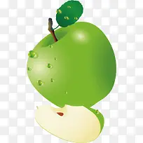 矢量图水彩绿色苹果