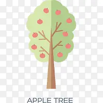 矢量图水彩苹果树