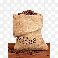 麻袋装满咖啡豆