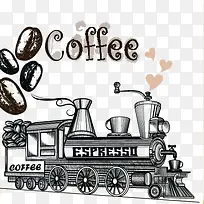 咖啡豆与复古咖啡车