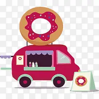 红色甜甜圈快餐车