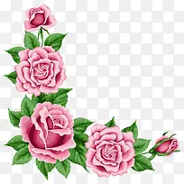 手绘粉色牡丹花边框