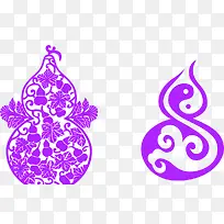 紫色剪纸艺术镂空花纹葫芦