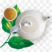 悠闲夏日下午茶陶瓷茶壶png