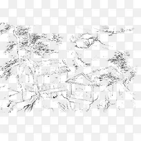 水墨色中国风山画