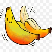 黄色水彩微笑香蕉