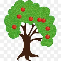 手绘果树手绘红色水果设计